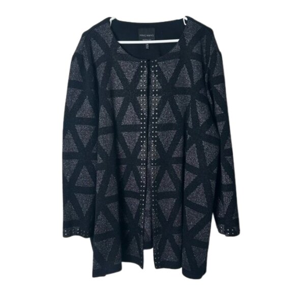 Ming Wang Black and Gray Geometric Cardigan - Picture 1 of 8